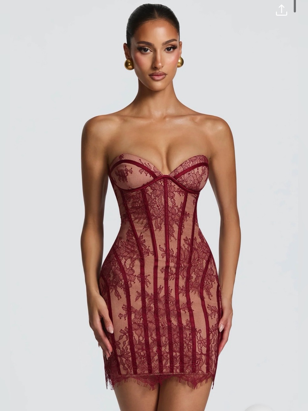 Babyboo SIAN MINI DRESS - BURGUNDY Size - Picture 2 of 5